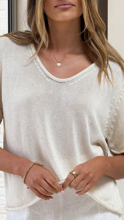 Spring Scoop Neck Tee Natural