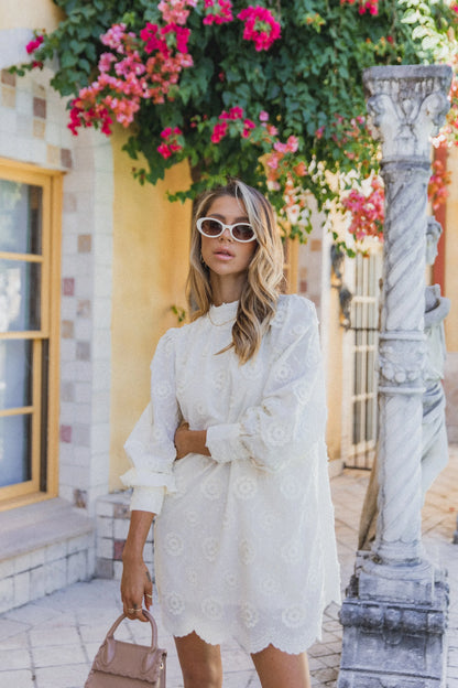Stefania Long Sleeve Mini Dress Cream