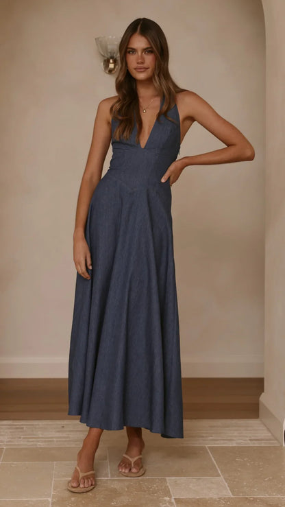 Skye Maxi Dress Steel Blue