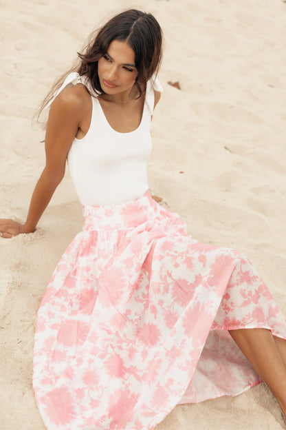 Miami Maxi Skirt Pink Floral