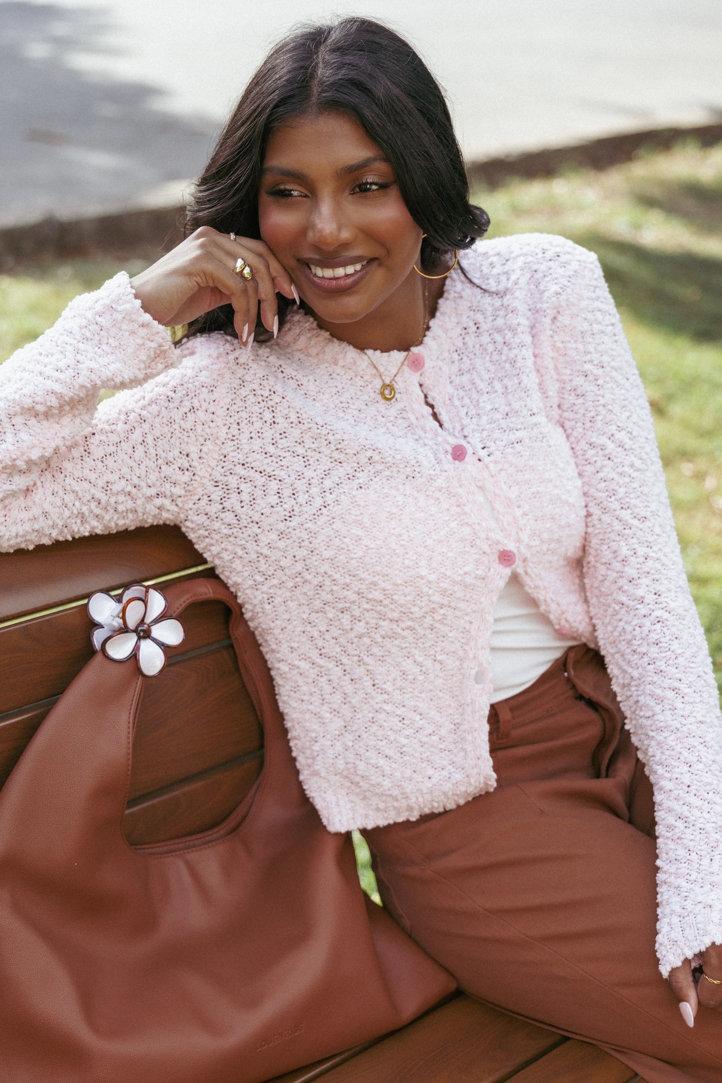 Ally Texture Cardigan Pink