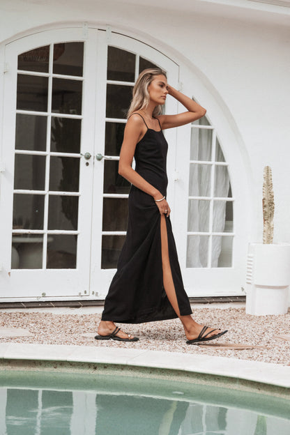Sawyer Midi Slip Dress Black