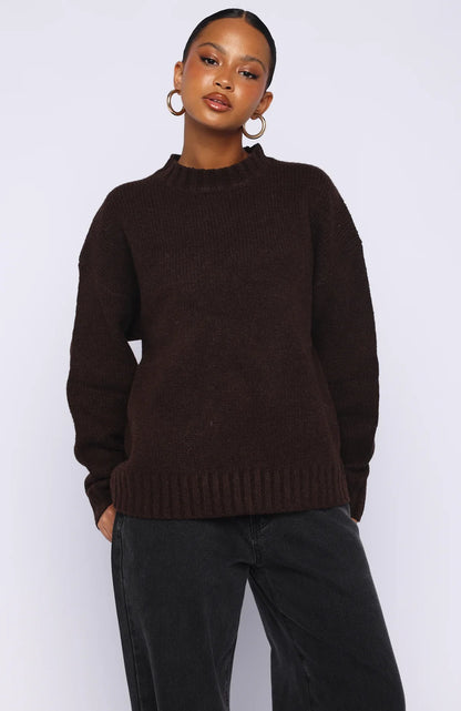 Apres Ski With Me Knit Sweater Chocolate
