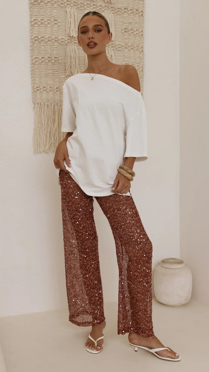 Zinnia Sequins Pant Rust