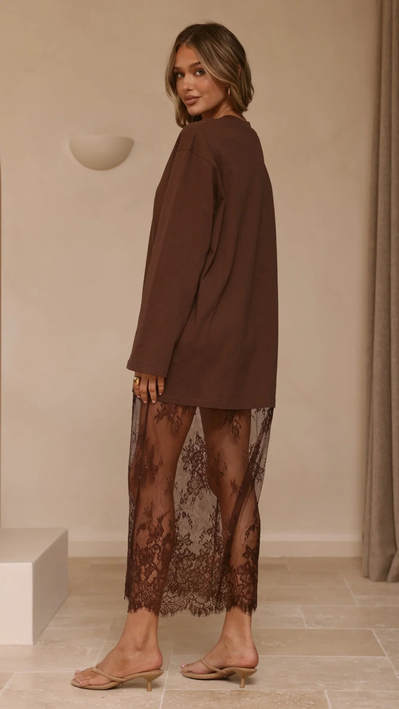 Kailey Lace Maxi Dress Brown