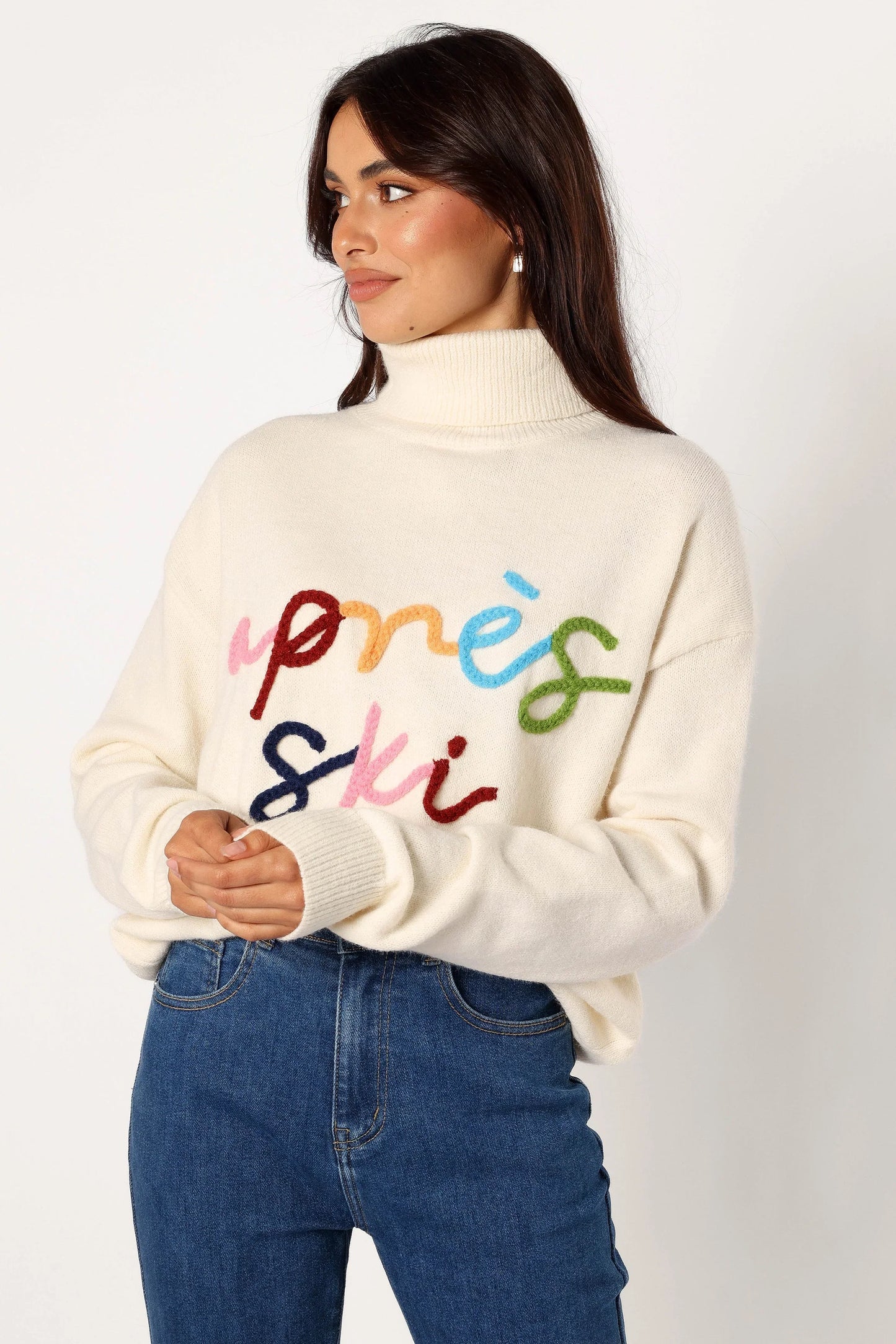 Apres Ski Turtleneck Knit Sweater Off White