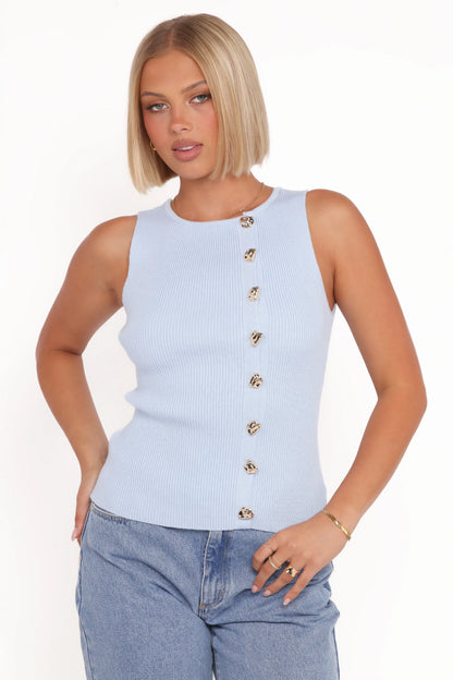 Lysa Knit Vest Top Blue