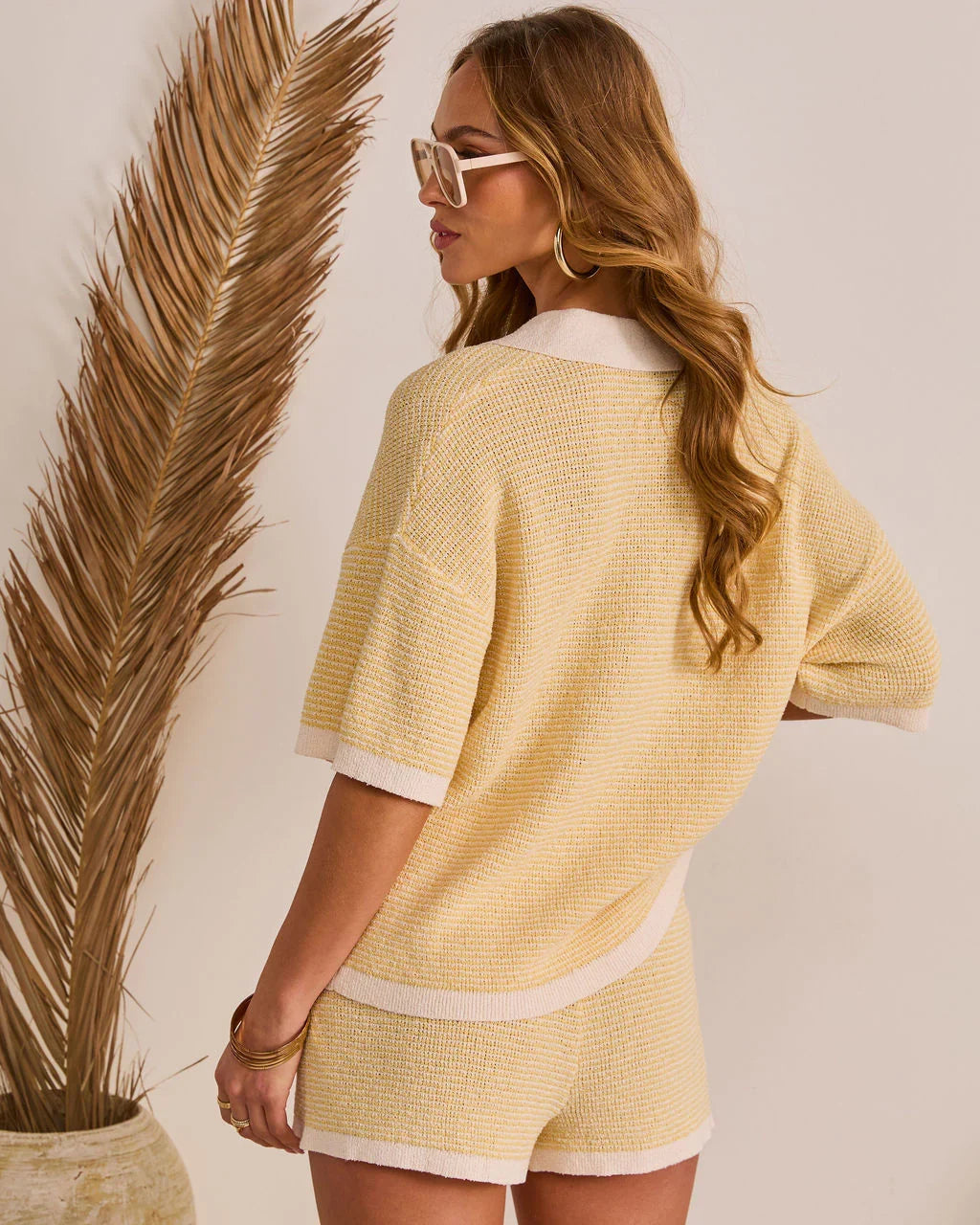 Cloud Nine Contrast Trim Knit Polo Top