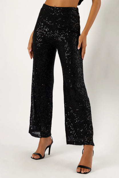 Lilianna Sequin Flare Pant Black