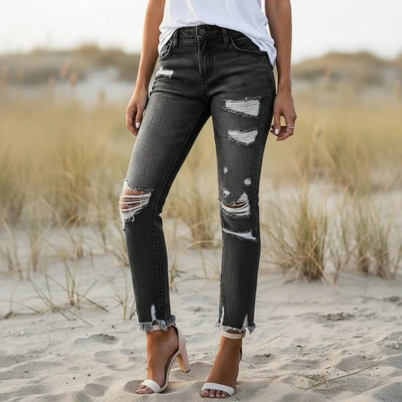 High Waisted Ripped Skinny Jeans