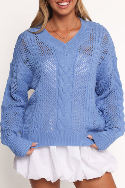 Janie Knit Sweater Blue