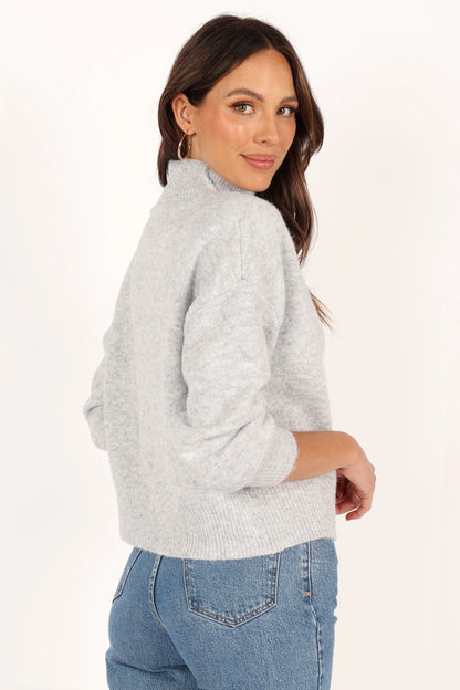 Brianna Mockneck Knit Sweater Heather Grey