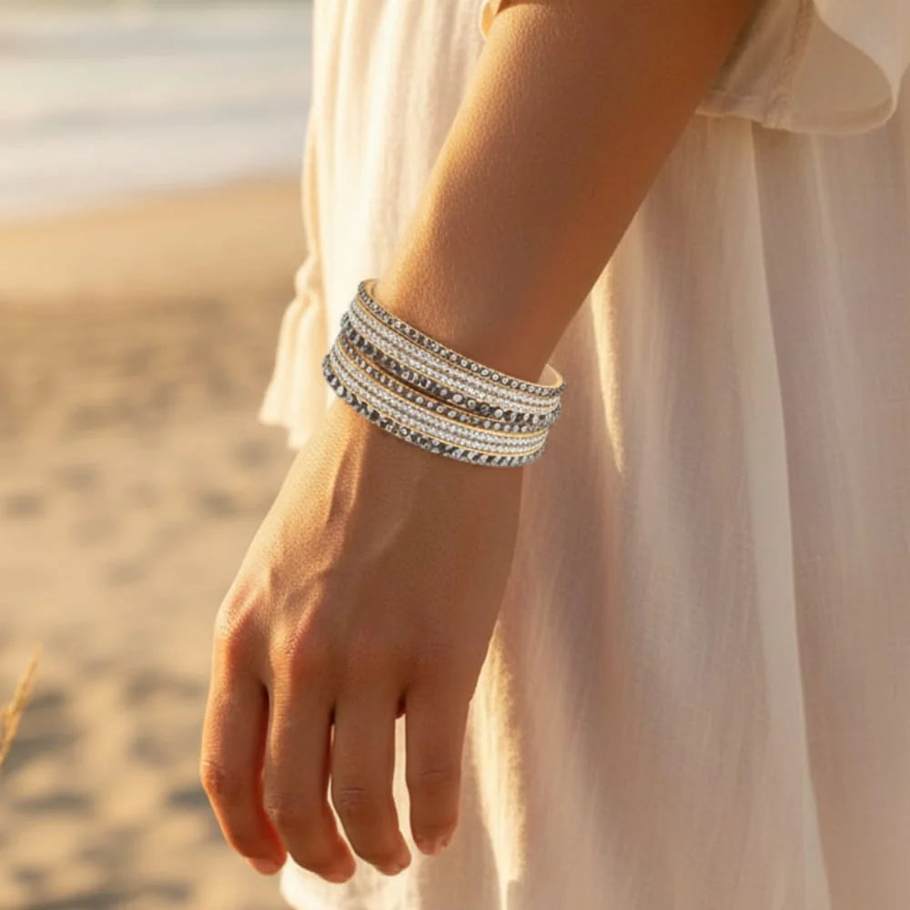 Leather Rhinestone Bracelet