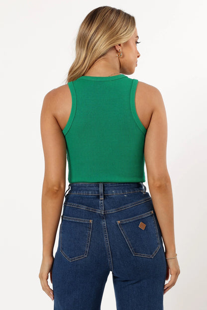 Ari Ribbed Tank Top Green