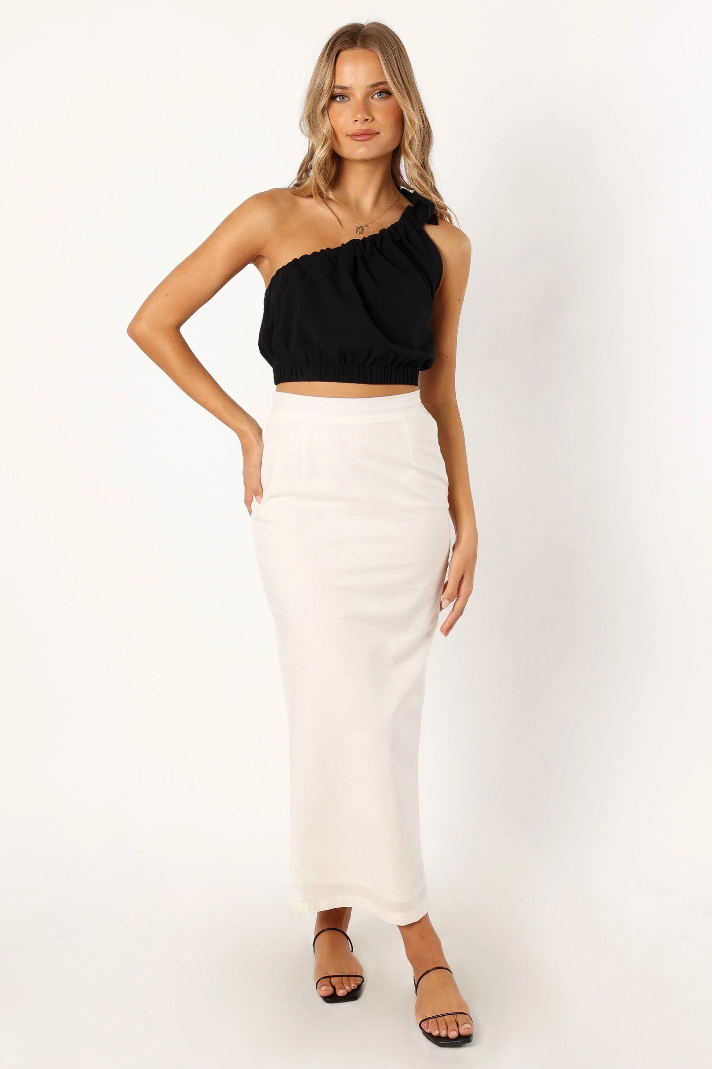 Marcoola One Shoulder Top Black