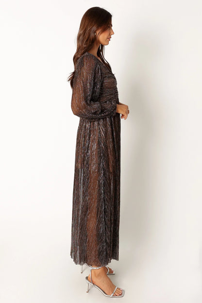 Lustre Long Sleeve Midi Dress Bronze