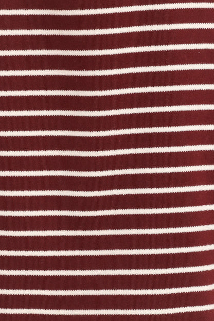 Hellen Stripe Short Set Burgundy Cream Stripe