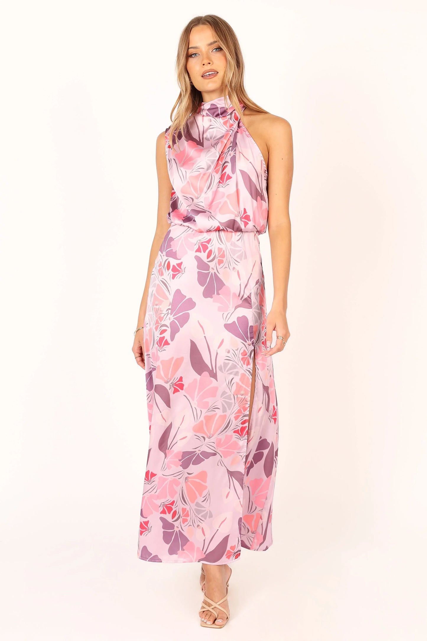 Amelia Halterneck Maxi Dress Pink Floral
