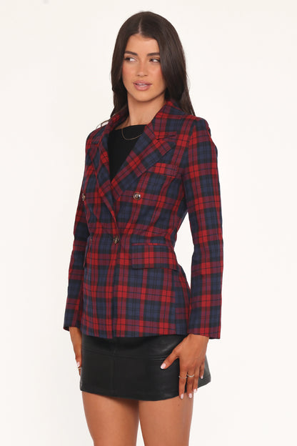 Juliette Blazer Red Plaid