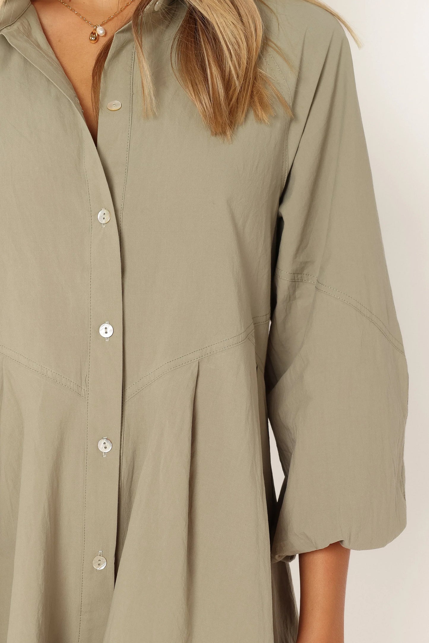 Criselle Long Sleeve Mini Dress Khaki