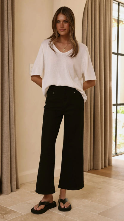 Spring Scoop Neck Tee White
