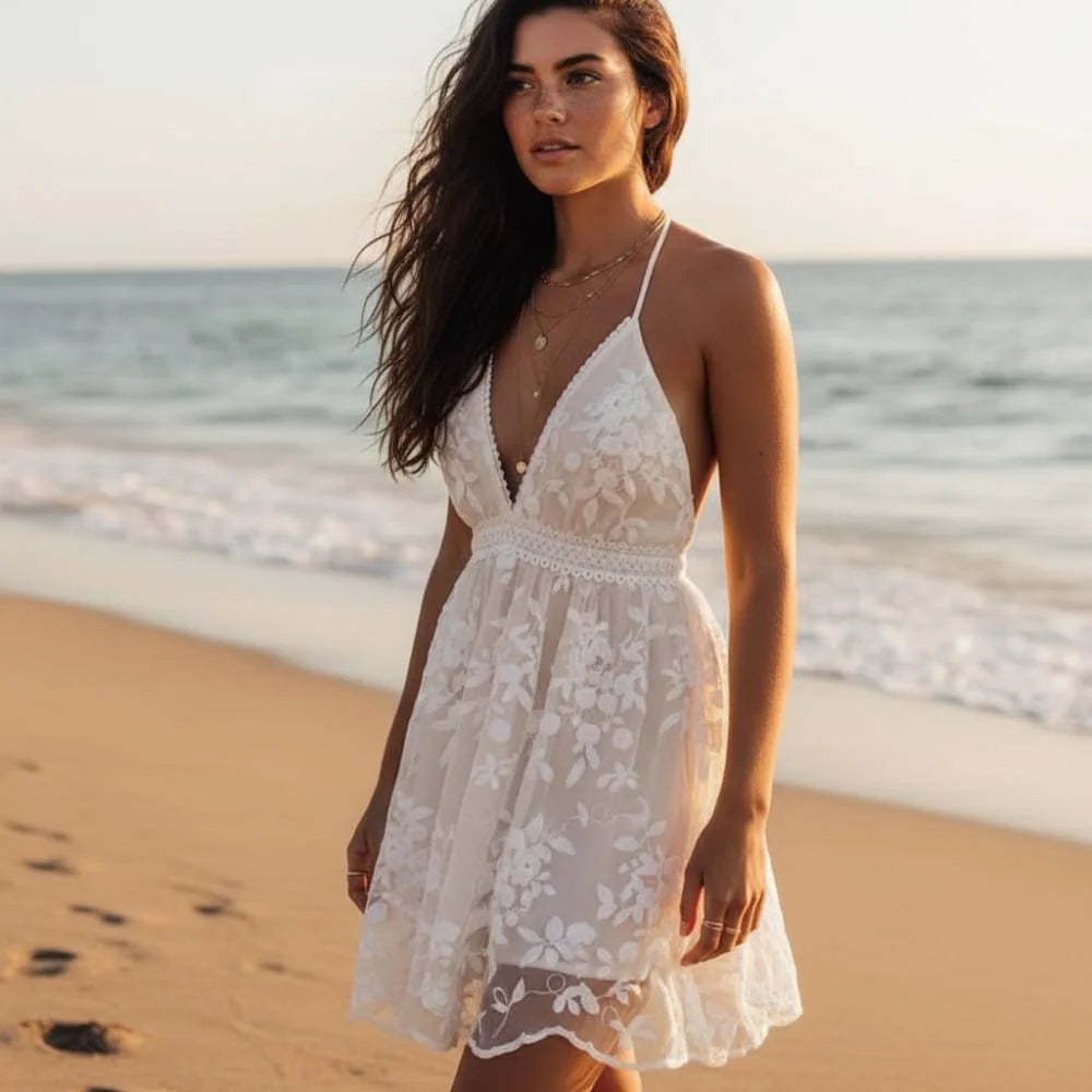 Sleeveless Lace Summer Mini Dress