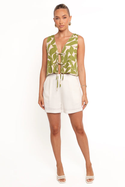 Valia Tie Top Green Floral