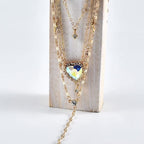 Boho Vintage Gold Crystal Heart Star Pendant Necklace