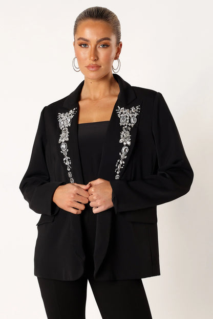 Aubree Embellished Blazer Black