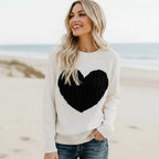 Heart Patchwork Knit Pullover Sweater