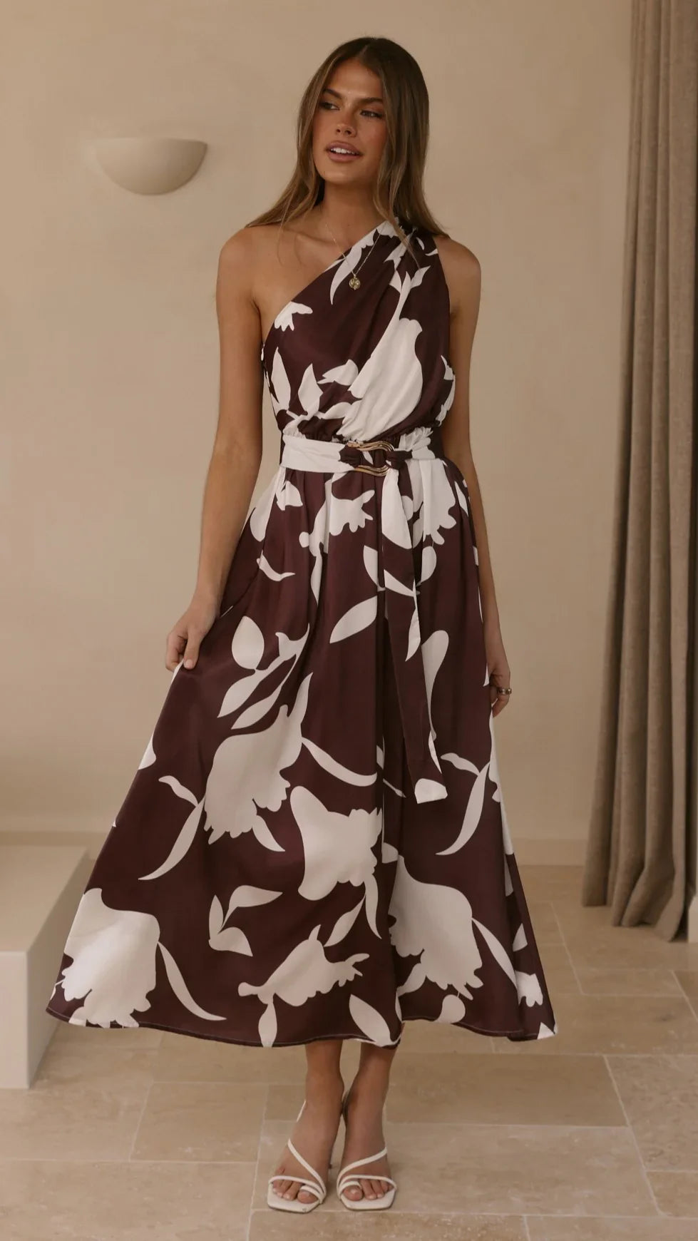 Hadas Maxi Dress Chocolate White Print