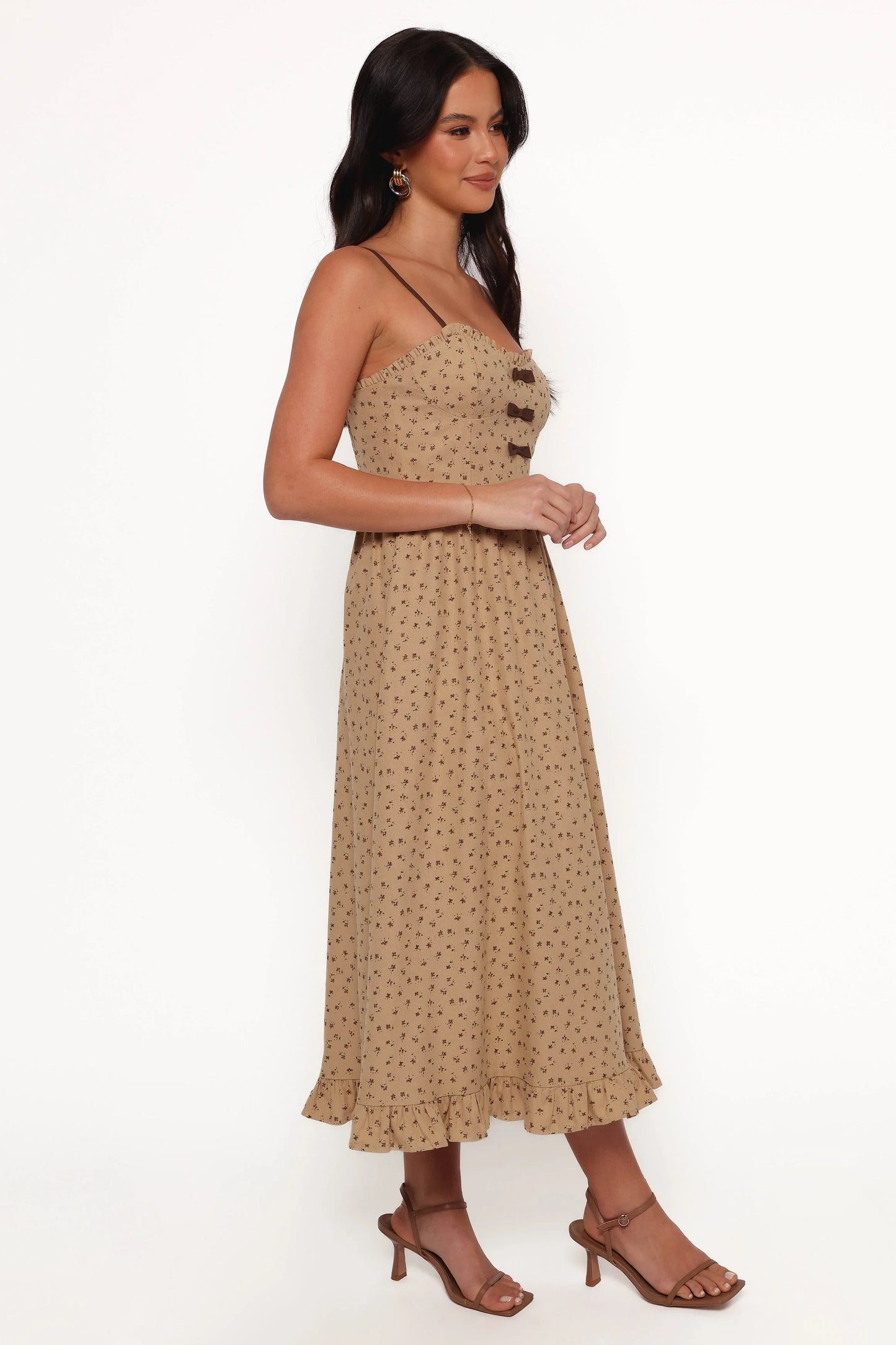 Robbins Midi Dress Beige Brown