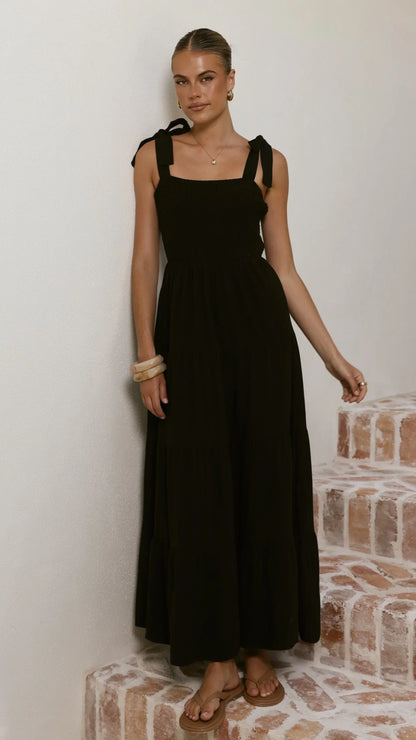Carlina Tiered Maxi Dress Black