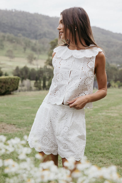 Nimi Eyelet Short Set White