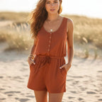 Sleeveless Button Up Romper