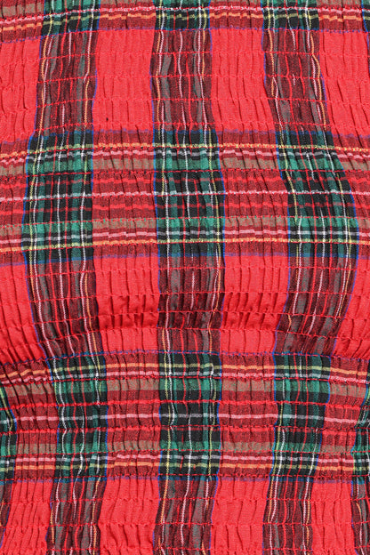 Lillee Ruched Top Red Plaid