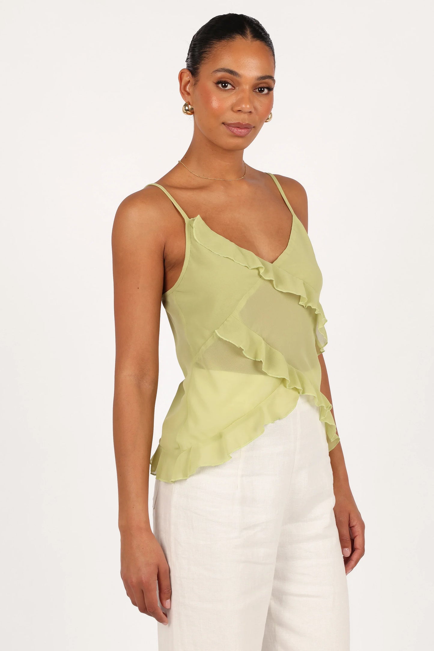 Gabrielle Ruffle Top Meadow Green