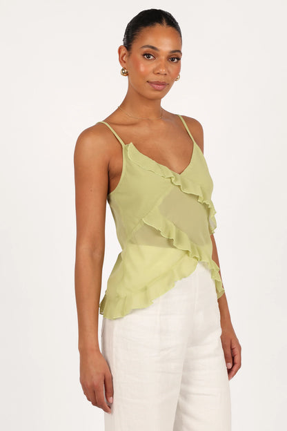 Gabrielle Ruffle Top Meadow Green