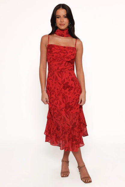 Francesca Midi Dress Red Floral