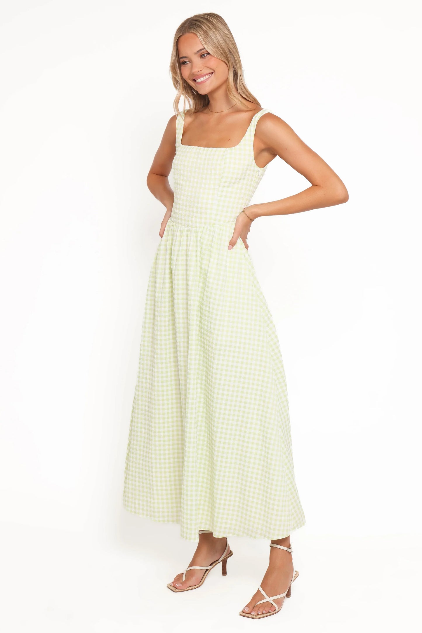 Amberlyn Maxi Dress Green Gingham