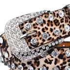 Boho Leopard Print Leather Belt