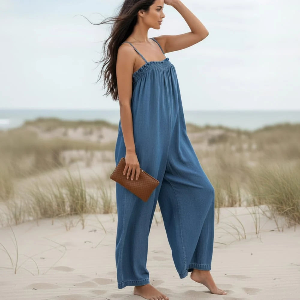 Boho Oversized Wide Leg Denim Jumpsuit