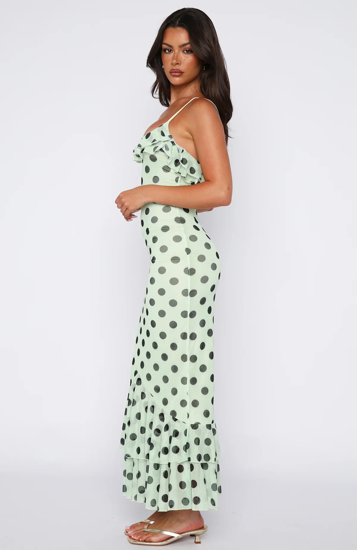 Amped Up Midi Dress Melon Black Polka Dot