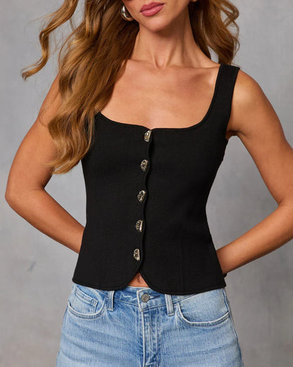 Sampson Ribbed Knit Button Down Top
