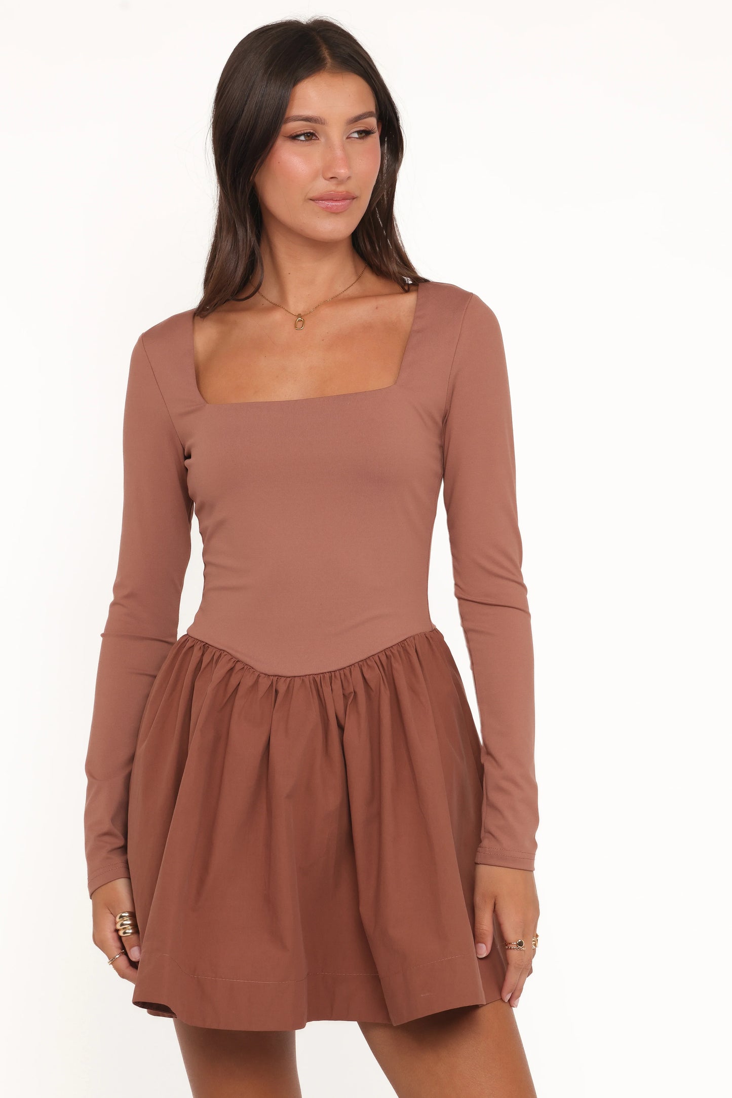 Sheena Long Sleeve Mini Dress Mocha