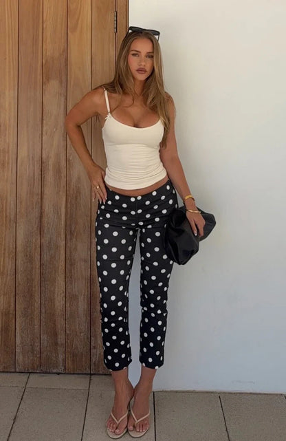 Sweetie Darling Capri Pants Black White Polka Dot