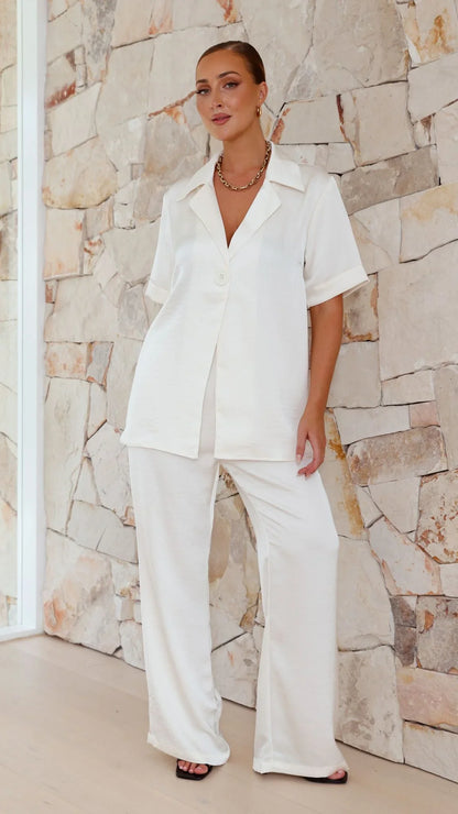 Imogen Button Pants Cream
