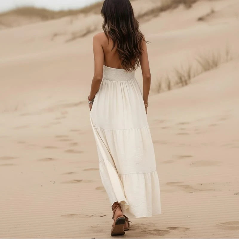 Boho Halter Open Back Maxi Dress