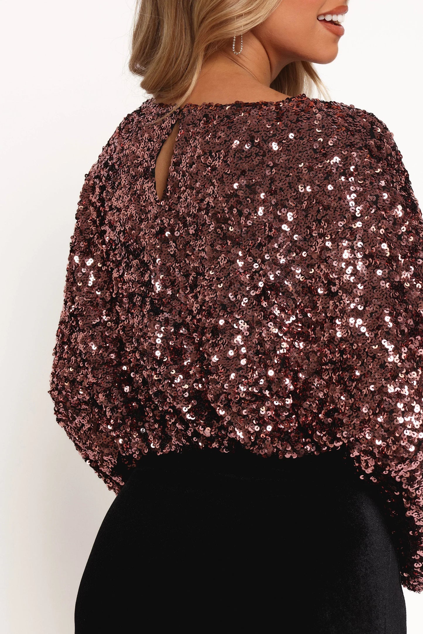 Adelina Sequin Top Black Rose