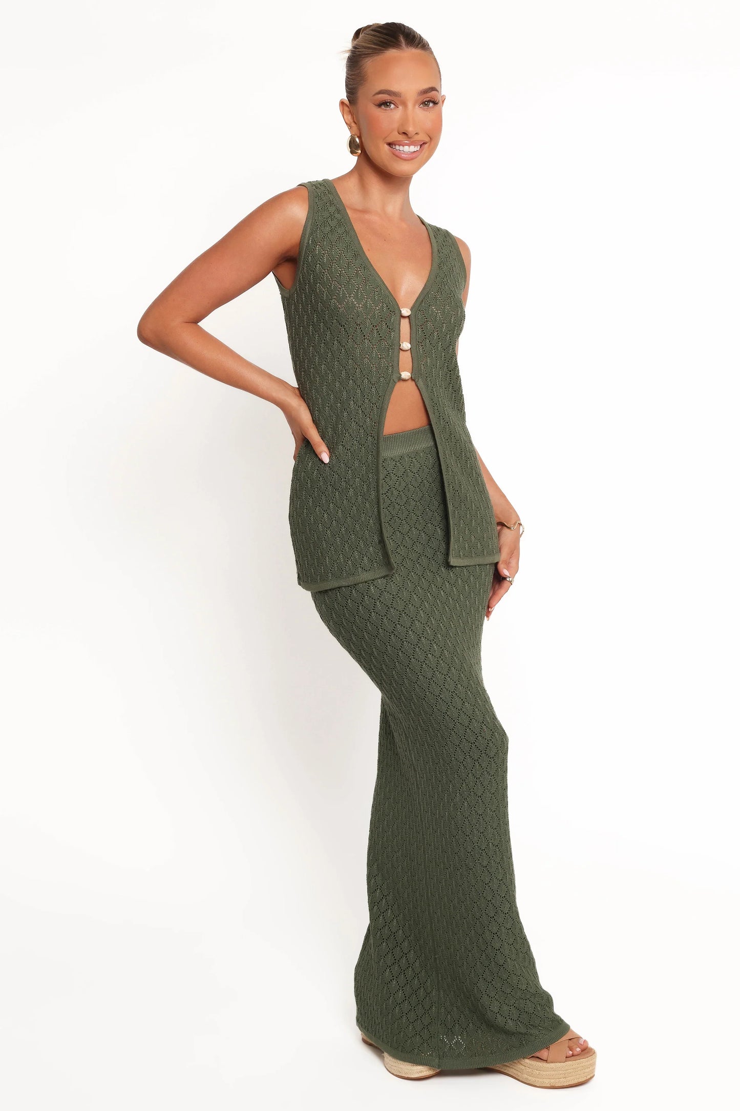 Asplie Knit Maxi Skirt Olive